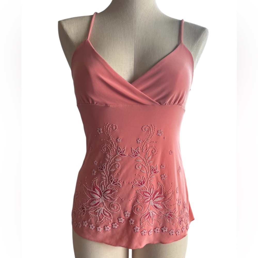 Y2K Made in USA Beaded Milkmaid Tank size Large *Runs Small